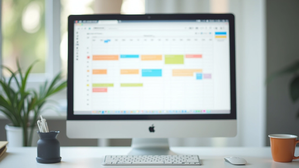 Kalendář s vyznačenými časovými bloky pro jednotlivé skupiny úkolů