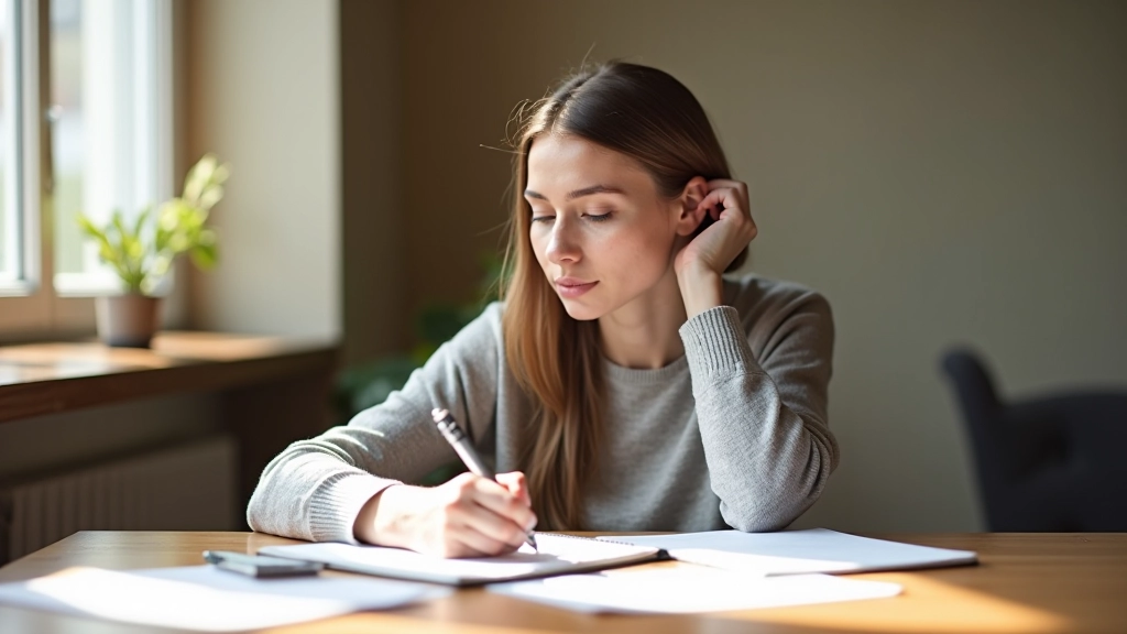 Osoba si dělá poznámky v plánovacím sešitě s jasně strukturovanou týdenní mřížkou