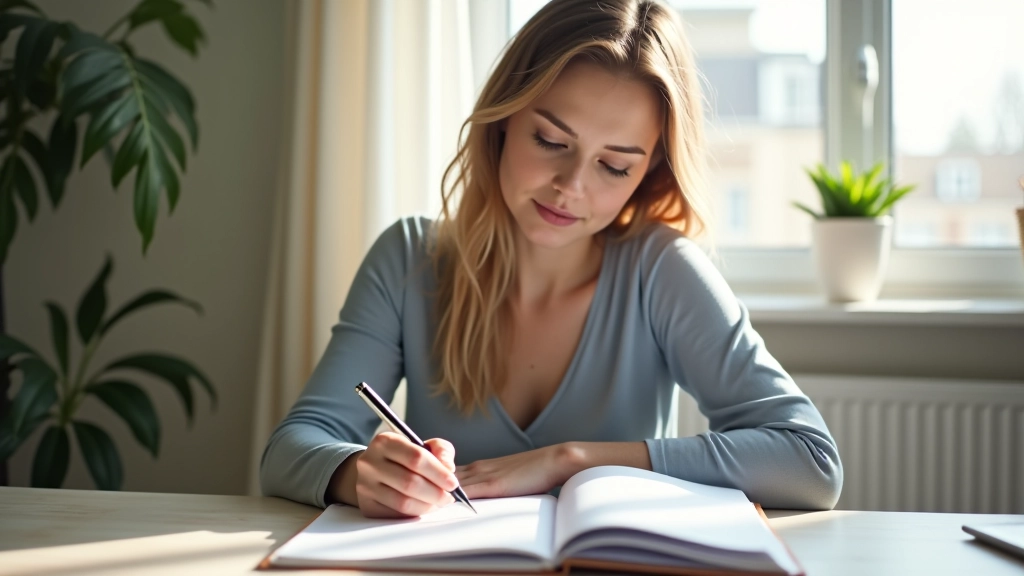 Žena sleduje svou energii během dne s poznámkami a grafem produktivity